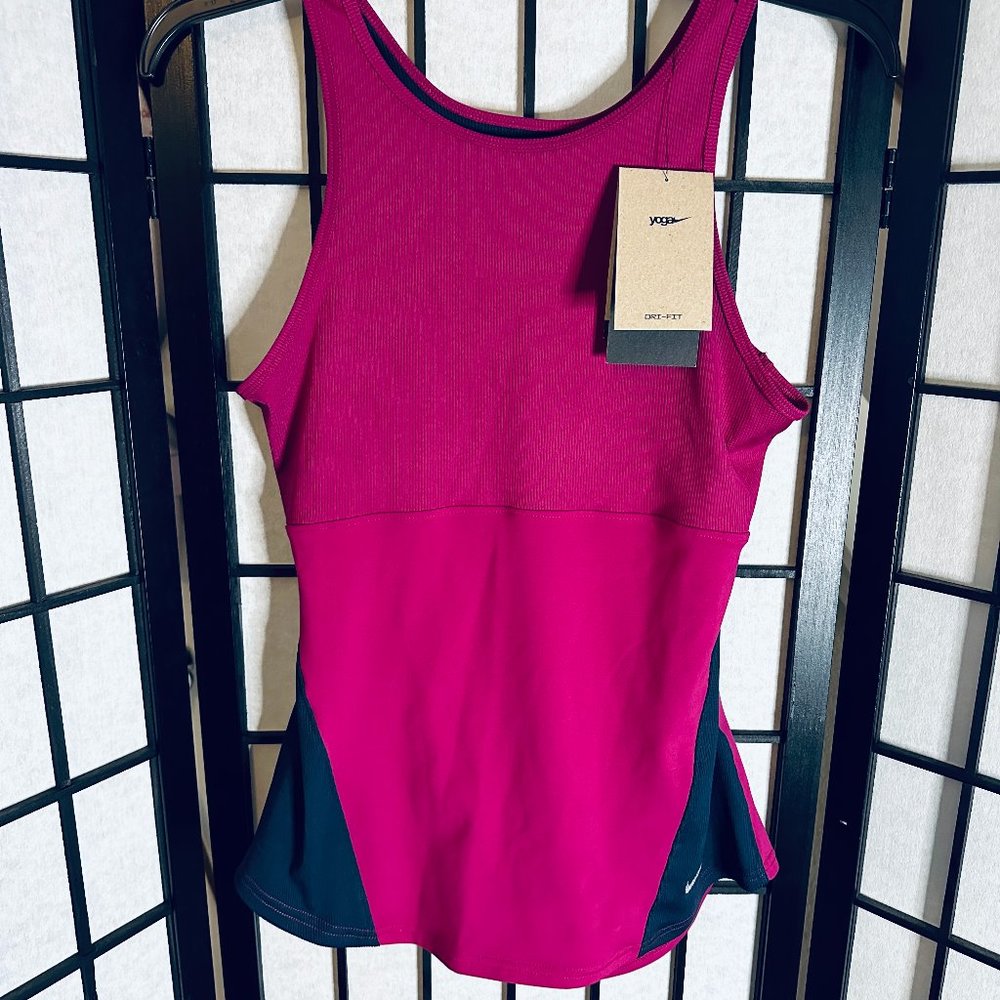 Nike Yoga Women's Dri-FIT Fit Tank Top DR0374-549 Burgundy Size XL